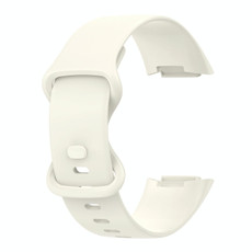 For Fitbit Charge 5 Monochromatic Silicone Watch Band, SizeLarge Size(Milky white)
