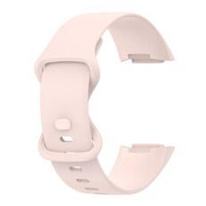 For Fitbit Charge 5 Monochromatic Silicone Watch Band, Size: Small Size(Sand pink)