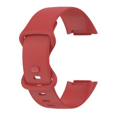 For Fitbit Charge 5 Monochromatic Silicone Watch Band, Size: Small Size(Red)