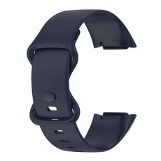 For Fitbit Charge 5 Monochromatic Silicone Watch Band, Size: Small Size(Dark blue)