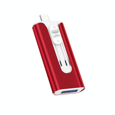 64GB Micro USB + 8 Pin + USB 2.0 3 in 1 Mobile Phone Computer U-Disk(Red)