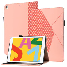 Rhombus Skin Feel Horizontal Flip Tablet Leather Case with Card Slots & Holder & Sleep / Wake-up Function For iPad 10.2 2021 / 2020 / 2019 / Pro 10.5 2019 / 2017(Rose Gold)