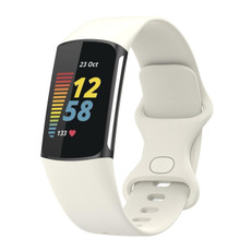 For Fitbit Charge 5 Silicone Watch Band, Size:L(Apricot)