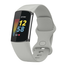 For Fitbit Charge 5 Silicone Watch Band, Size:S(Rock Grey)