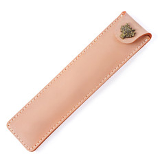 Cowhide Pencil Case Personalized Retro Handmade First Layer Cowhide Pen Case(Fog Wax Orange Yellow)