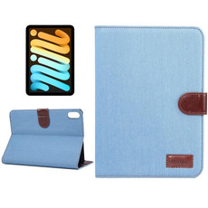 For iPad mini 6 Denim Texture PC Horizontal Flip Leather Protective Tablet Case, with Holder & Card Slots & Wallet & Photo Frame & Sleep / Wake-up Function(Light Blue)