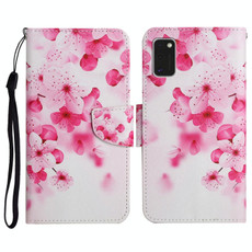 For Samsung Galaxy A41 Painted Pattern Horizontal Flip Leather Case with Holder & Card Slot & Wallet(Red Flower)