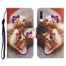 For Samsung Galaxy A50 Painted Pattern Horizontal Flip Leather Case with Holder & Card Slot & Wallet(Butterfly Cat)