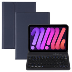 A06 Detachable Lambskin Texture Ultra-thin TPU Bluetooth Keyboard Leather Tablet Case with Stand For iPad mini 6 (Blue)