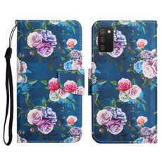 For Samsung Galaxy A02s EU Edition Painted Pattern Horizontal Flip Leather Case with Holder & Card Slot & Wallet(Fluorescent Rose)