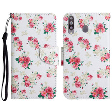 For Samsung Galaxy A20s Painted Pattern Horizontal Flip Leather Case with Holder & Card Slot & Wallet(Red Peony Flower)