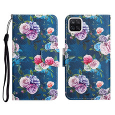 For Samsung Galaxy A12 Painted Pattern Horizontal Flip Leather Case with Holder & Card Slot & Wallet(Fluorescent Rose)