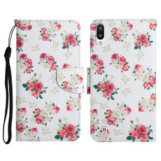For Samsung Galaxy A01 Painted Pattern Horizontal Flip Leather Case with Holder & Card Slot & Wallet(Red Peony Flower)