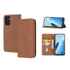For OPPO Reno7 SE 5G Woven Texture Stitching Magnetic PU Leather Phone Case(Brown) For OPPO Reno7 SE 5G Woven Texture Stitching Magnetic PU Leather Phone Case(Brown)