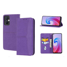 For OPPO A96 5G Woven Texture Stitching Magnetic PU Leather Phone Case(Purple) For OPPO A96 5G Woven Texture Stitching Magnetic PU Leather Phone Case(Purple)