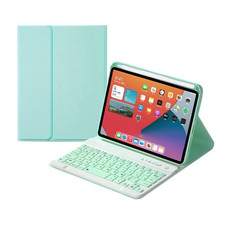 HK006 Square Keys Detachable Bluetooth Keyboard Leather Tablet Case with Holder for iPad mini 6(Mint Green)