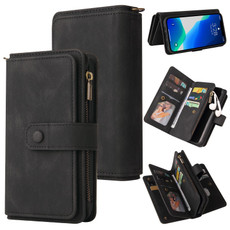 For iPhone 13 Pro Max Skin Feel PU + TPU Horizontal Flip Leather Case with Holder & 15 Cards Slot & Wallet & Zipper Pocket & Lanyard (Black)