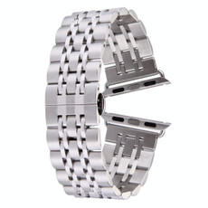 Hidden Butterfly Buckle 7 Beads Stainless Steel Watch Band For Apple Watch 42mm(Silver)