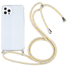 For iPhone 13 Pro Four-corner Shockproof Transparent TPU Protective Case with Lanyard (Gold Yellow)