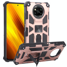 For Xiaomi Poco X3 NFC Shockproof TPU + PC Magnetic Protective Case with Holder(Rose Gold)