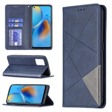 For OPPO A74 4G / F19 4G Rhombus Texture Horizontal Flip Magnetic Leather Case with Holder & Card Slots(Blue) For OPPO A74 4G / F19 4G Rhombus Texture Horizontal Flip Magnetic Leather Case with Holder & Card Slots(Blue)