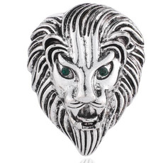3 PCS Personality Creative Lion Brooches Retro Alloy Animal Badge Coat Suit Chest Blossom(Silver)
