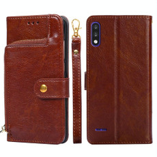 Zipper Bag PU + TPU Horizontal Flip Leather Case with Holder & Card Slot & Wallet & Lanyard For LG K22(Brown)
