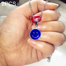 2 PCS Alloy Temperature Sensitive Discoloration Necklace Jewelry(Round Smiley) 2 PCS Alloy Temperature Sensitive Discoloration Necklace Jewelry(Round Smiley)