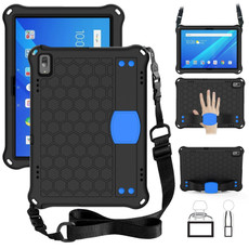 For Lenovo Tab 4 10 Plus TB-X704F/N/L/V Honeycomb Design EVA + PC Material Four Corner Anti Falling Flat Protective Shell with Strap(Blue+Black)