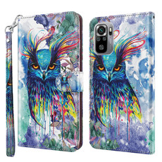 For Xiaomi Redmi Note 10 / 10S 3D Painting Pattern TPU + PU Leather Phone Case(Watercolor Owl)