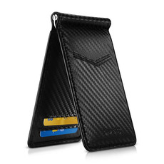 New-Bring Anti-Theft RFID Card Holder Men Ultra-Thin Card Holder Multi-Card Position ID Leather Case(Carbon Fiber)