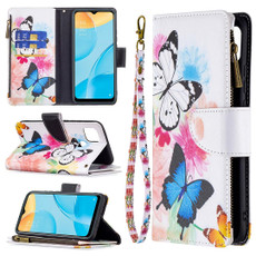 For OPPO A15 Colored Drawing Pattern Zipper Horizontal Flip Leather Case with Holder & Card Slots & Wallet(Two Butterflies)