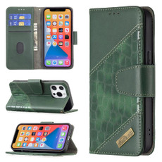 For iPhone 13 Pro Max  Matching Color Crocodile Texture Horizontal Flip PU Leather Case with Wallet & Holder & Card Slots(Green)