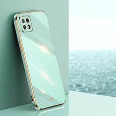 For OPPO Reno4 SE XINLI Straight 6D Plating Gold Edge TPU Shockproof Case(Mint Green)