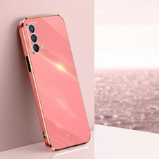 For OPPO A93 XINLI Straight 6D Plating Gold Edge TPU Shockproof Case(Hawthorn Red)