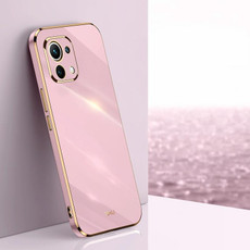 For Xiaomi Mi 11 XINLI Straight 6D Plating Gold Edge TPU Shockproof Case(Cherry Purple)