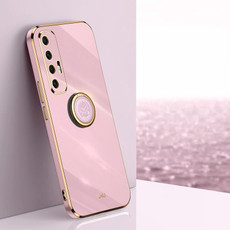 For Xiaomi Mi 10S XINLI Straight 6D Plating Gold Edge TPU Shockproof Case with Ring Holder(Cherry Purple)