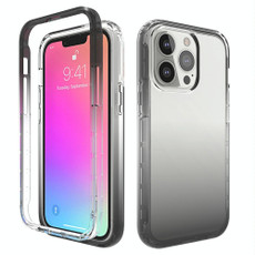 For iPhone 13 Pro Shockproof High Transparency Two-color Gradual Change PC+TPU Candy Colors Protective Case (Black)