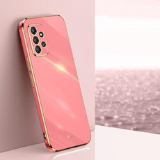 For Samsung Galaxy A72 5G XINLI Straight 6D Plating Gold Edge TPU Shockproof Case(Hawthorn Red)