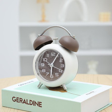 Bedroom Desktop Metal Digital Mechanical Alarm Clock Living Room Silent Clock With Night Light(Coffee Color)