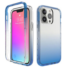 For iPhone 13 Pro Shockproof High Transparency Two-color Gradual Change PC+TPU Candy Colors Protective Case (Blue)