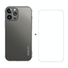 For iPhone 13 Pro Max Hat-Prince ENKAY Clear TPU Shockproof Soft Case Drop Protection Cover + Clear HD Tempered Glass Protector Film