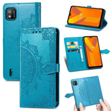For Wiko Y62 Mandala Flower Embossed Horizontal Flip Leather Case with Holder & Three Card Slots & Wallet & Lanyard(Blue)
