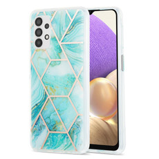 For Samsung Galaxy A23 4G / 5G Electroplating IMD Splicing Marble TPU Phone Case(Blue)