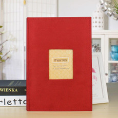 4R 6 Inch 300 Sheets Cloth Photo Album Retro Insert Photo Album Postcard Storage Photo Album(Red)