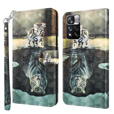 For Xiaomi Redmi Note 11 3D Painting Pattern TPU + PU Leather Phone Case(Cat Tiger) For Xiaomi Redmi Note 11 3D Painting Pattern TPU + PU Leather Phone Case(Cat Tiger)