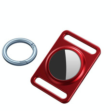 Magnetic Metal Protective Cover Case with Switchable Keychain Ring For AirTag(Red)