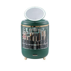 Cosmetic Storage Box With Mirror Large Capacity Dustproof Lipstick Skin Care Product Rack, Colour: Double Light Aoyama