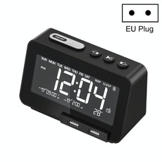 K5 Wireless Bluetooth Speaker Desktop Alarm Clock Radio, Specification: EU Plug(Black)