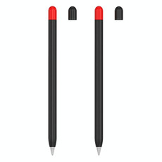 2 Sets 5 In 1 Stylus Silicone Protective Cover + Two-Color Pen Cap + 2 Nib Cases Set For Apple Pencil 1 (Black)